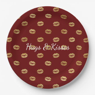 Rode gouden lippen papieren bordje