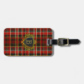 Rode Gouden Luxe Monogram Tartan Bagage Label (Voorkant horizontaal)