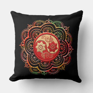 Rode & Gouden Mandala Kussen