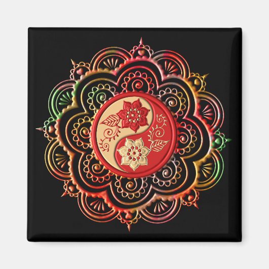 Rode & Gouden Mandala Magneet (Voorkant)