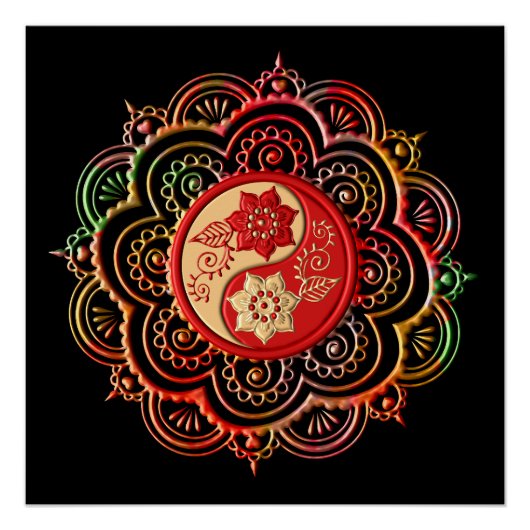 Rode & Gouden Mandala Perfect Poster (Voorkant)