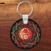 Rode & Gouden Mandala Sleutelhanger (Voorkant)