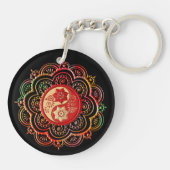 Rode & Gouden Mandala Sleutelhanger (Achterkant)