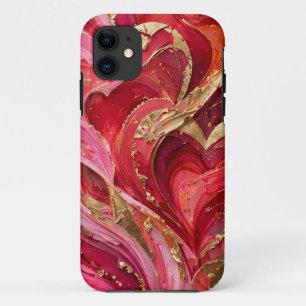 Rode & Gouden Marmer iPhone 11 Hoesje
