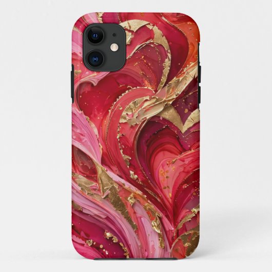 Rode & Gouden Marmer iPhone 11 Hoesje (Achterkant)