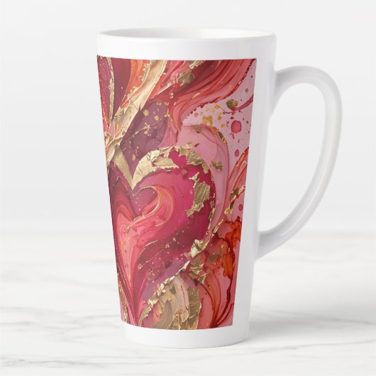 Rode & Gouden Marmer Latte Kop (Rechts)