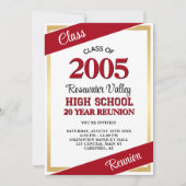 Rode gouden mascotte klasse reünie kaart (Voorkant)