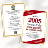 Rode gouden mascotte klasse reünie kaart