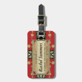 Rode Gouden Middeleeuwse Oosterse Fusion Gepersona Bagagelabel (Voorkant verticaal)
