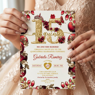 Rode Gouden Mis Quince Quinceañera Kaart