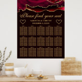Rode Gouden Nep Glitter Agate Trouw Zittijd Chart Poster (Keuken)