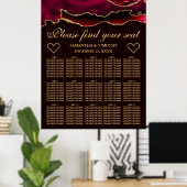 Rode Gouden Nep Glitter Agate Trouw Zittijd Chart Poster (Thuiskantoor)