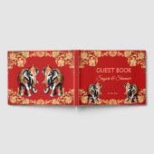 Rode gouden olifanten geïndividualiseerde Indiase Gastenboek (Volledig)