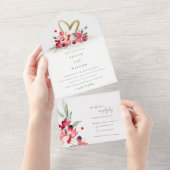 Rode gouden orchidee Waterverf All In One Uitnodiging (Afscheurbaar)