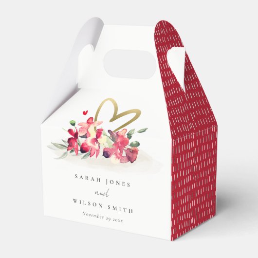 Rode gouden orchidee Waterverf Bedankdoosjes (Achterkant)