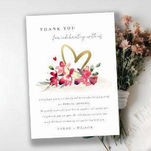 Rode gouden orchidee Waterverf Bedankkaart