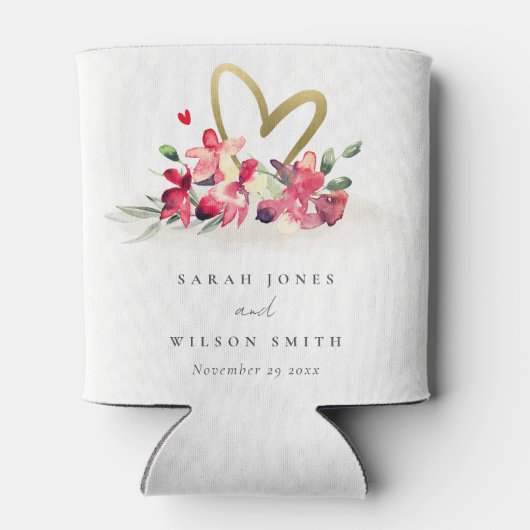 Rode gouden orchidee Waterverf Blikjeskoeler (Achterkant)