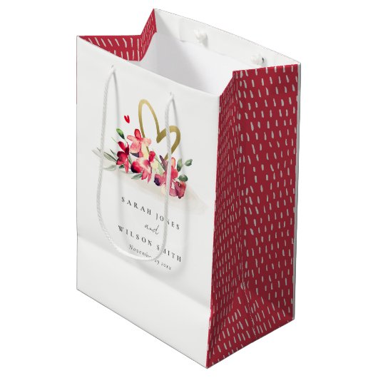 Rode gouden orchidee Waterverf Medium Cadeauzakje (Voorkant Gekanteld)