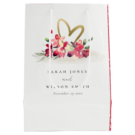 Rode gouden orchidee Waterverf Medium Cadeauzakje (Achterkant)