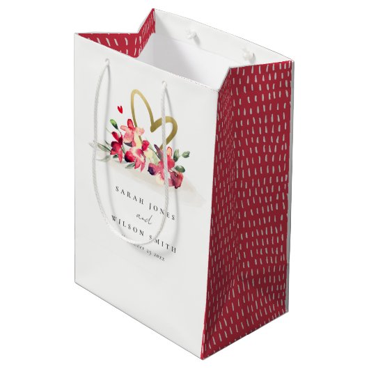 Rode gouden orchidee Waterverf Medium Cadeauzakje (Achterkant Gekanteld)