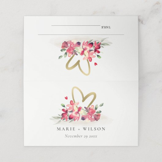 Rode gouden orchidee Waterverf Plaatskaartje (Buitenkant ongevouwen)