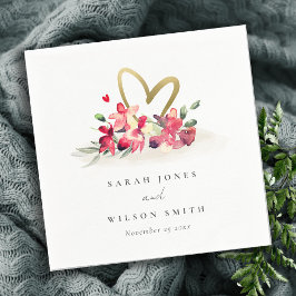 Rode gouden orchidee Waterverf Servet