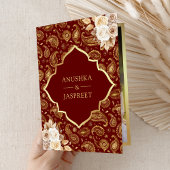 Rode Gouden Paisley Bloemen QR Code Indische Bruil