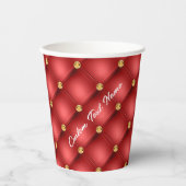 Rode gouden papieren bekers met aangepaste tekst (Voorkant)