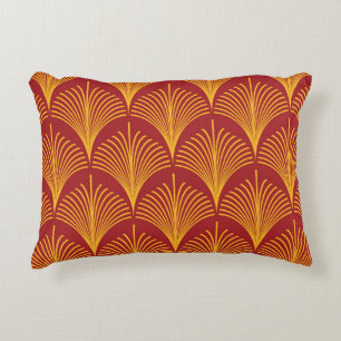 Rode gouden pauw: art deco. accent kussen