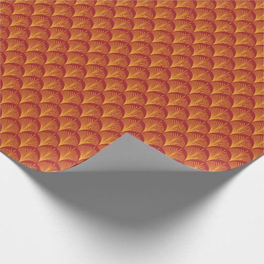 Rode gouden pauw: art deco. cadeaupapier (Hoek)