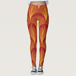 Rode gouden pauw: art deco. leggings