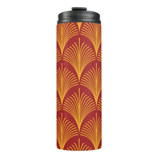 Rode gouden pauw: art deco. thermosbeker (Voorkant)