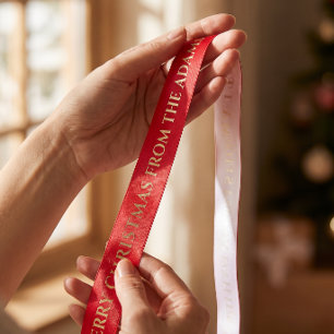 Rode Gouden Persoonlijke Prettig Kerst Satijnen Li Lint