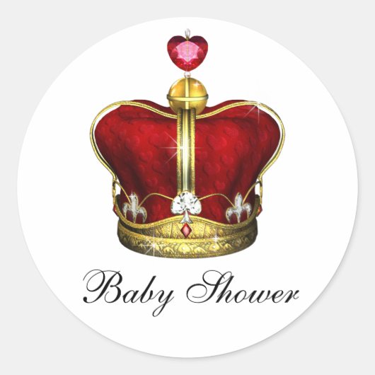 Rode Gouden Prins Babyshower Stickers (Voorkant)