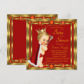 Rode Gouden Prins Juweel Baby Shower Kaart (Voorkant / Achterkant)