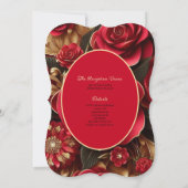 Rode Gouden Quinceanera-jurk Ceremonie Ontvangst Kaart (Achterkant)