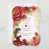Rode gouden Quinceanera-jurk ceremonie receptie    Kaart (Voorkant)