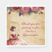 Rode Gouden Quinceañera Jurk Evenement Feestartike Servet (Voorkant)