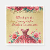 Rode Gouden Quinceañera Jurk Evenement Feestartike Servet (Voorkant)
