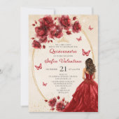 Rode & Gouden Quinceañera Uitnodiging (Voorkant)