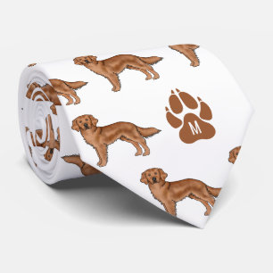 Rode Gouden Retriever Patroon Met Aangepast Monogr Stropdas