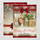 Rode Gouden Rode Boog Glans Vakantie Fotokaart Feestdagenkaart (Voorkant / Achterkant)