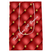 Rode Gouden Rode Diamant Geplooide Zak met Eigen T Medium Cadeauzakje (Achterkant)