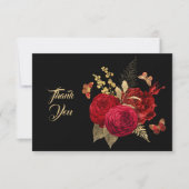  rode gouden Roos vlinder Hartelijk dank Bedankkaart (Voorkant)