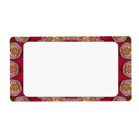 Rode gouden rosetten Mandala Etiket (Voorkant)