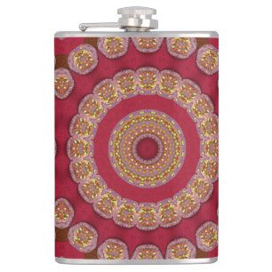 Rode gouden rosetten Mandala Heupfles