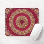 Rode gouden rosetten Mandala Muismat (Met muis)