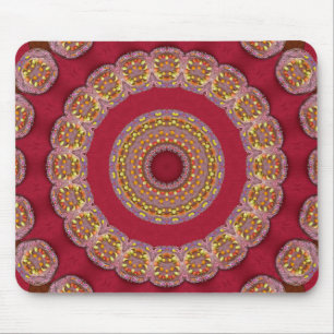 Rode gouden rosetten Mandala Muismat