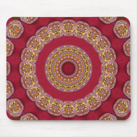 Rode gouden rosetten Mandala Muismat (Voorkant)