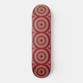 Rode gouden rosetten Mandala Skateboard